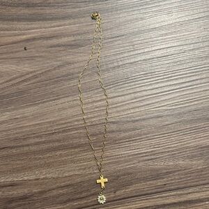 Elegant Gold Cross Necklace with Crystal Pendant